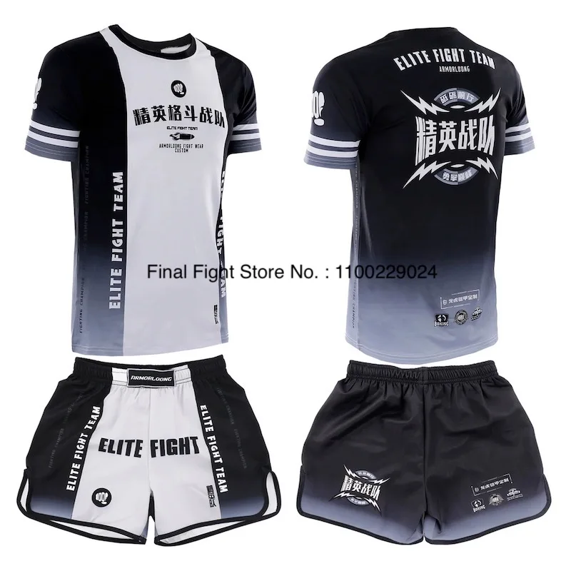 Muay Thai Shorts and T Shirt Set Multi Colors Cage Fighting Kickboxing Boxing Shorts Men Women Gym Martial Arts Training Uniform