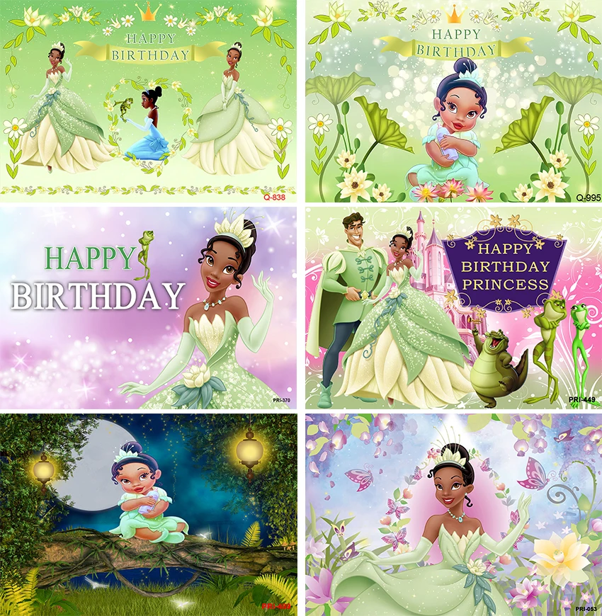 Disney Custom Princess and The Frog Tiana Supplies Backdrop for Birthday Party Banner Decorations Happy Birthday Photography