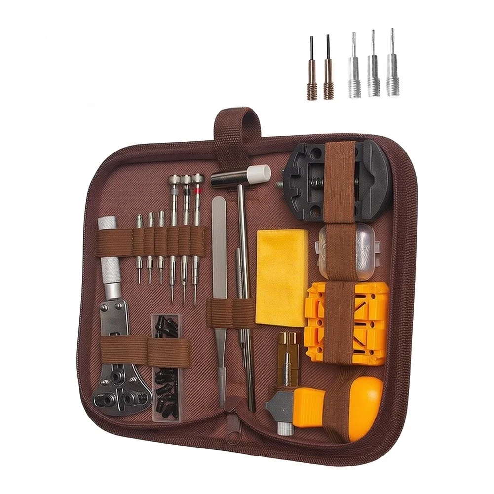 Watch Repair Tool Kit 168-Piece Alloy Set Featuring Ergonomic Handles Portable Storage Case and Precision Watch Servicing Tools