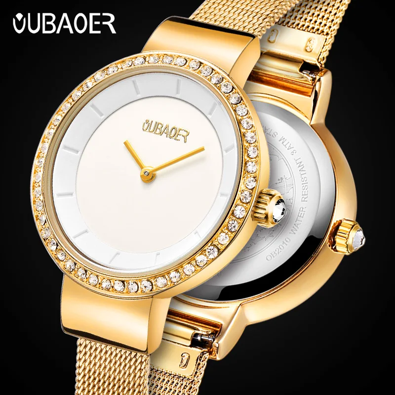 

OUBAOER Original Waterproof Women Quartz Watch Fashion Ultra-Thin Mesh Watch For Women Top Brand Luxury Chronograph Montre Femme