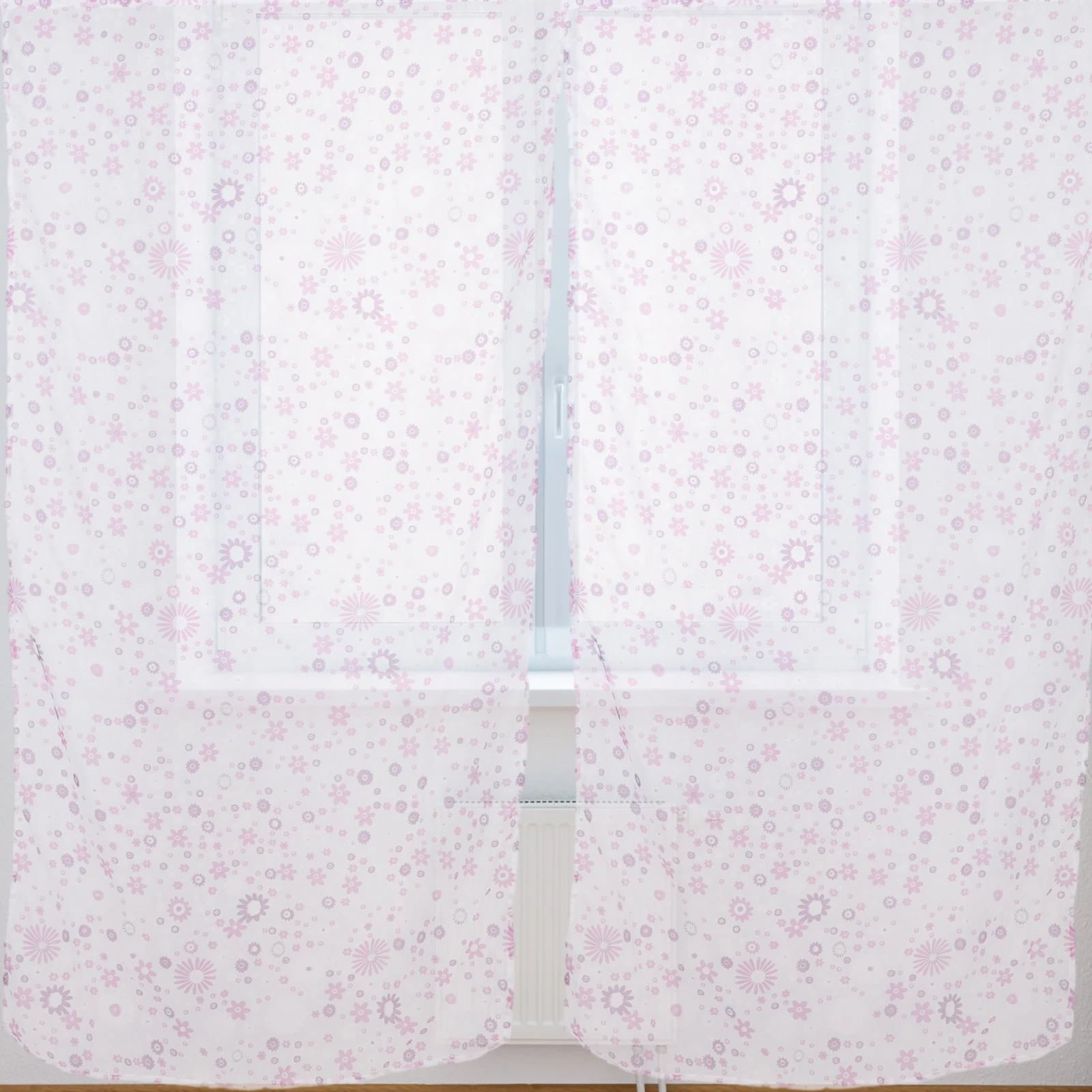 

Window Sheer Curtains 100x200cm Purple Small Floral Print Transparent Voile Tulle Screen Bathroom Bedroom Decor