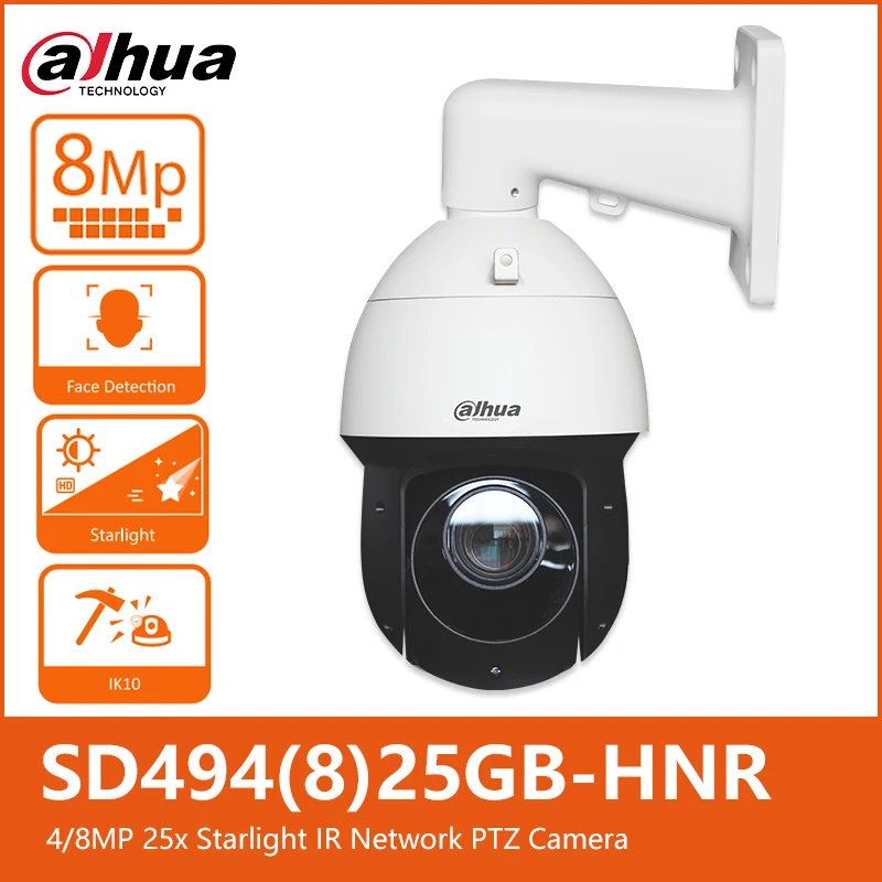 

Dahua SD49425GB-HNR 4MP SD49825GB-HNR 4K 8MP 25x Zoom Starlight IR 100m Wizswns Network PTZ Camera Outdoor 360° Face Detection