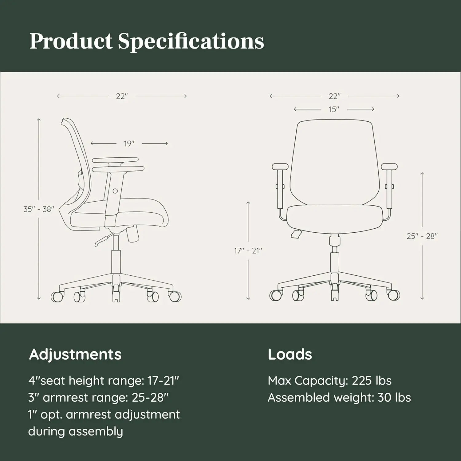 Branch Daily Chair - Vegan Leather Office Chair with Swivel, Lumbar Rest, and Adjustable Armrests - Comfortable Seating for