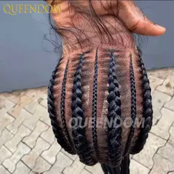 Peruca sintética trançada jumbo para mulheres, peruca dianteira de renda torção holandesa, frontal de renda completa, afro cornrow, preto, 36