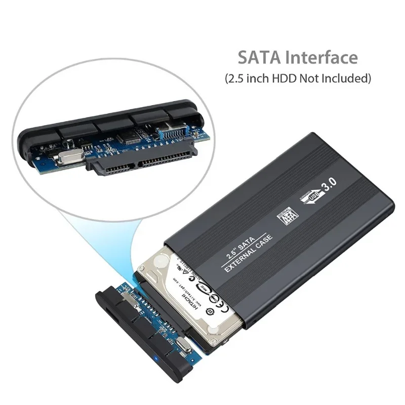 Penutup HDD Eksternal Aluminium 2.5 Inci SATA III Ke USB 3.0 5Gbps Casing Drive Keras Kotak SSD Mendukung Hot Plug untuk Windows Mac