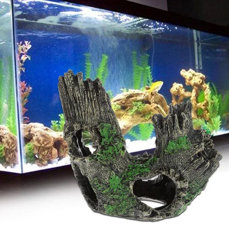 

Aquarium Hollow Log Decor Multifunction Resin Fish Hiding Cave Non-toxic Aquarium Decoration for Fish Tank Aquarium Accessories