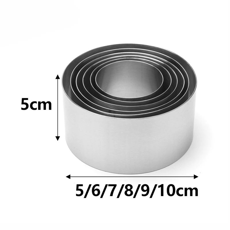 الفولاذ المقاوم للصدأ دائرة كعكة حلقة قالب للخبز 5-11 سنتيمتر موس كعكة مستديرة كوكي القواطع DIY بها بنفسك أدوات المطبخ الخبز الكعك #6