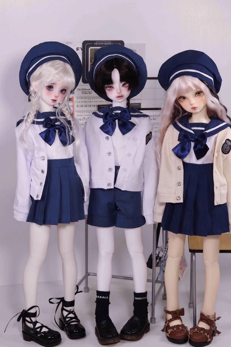 bjd Clothes 1/3 1/4 1/6 Uncle size preppy Long Sleeve dress Set Doll accessories