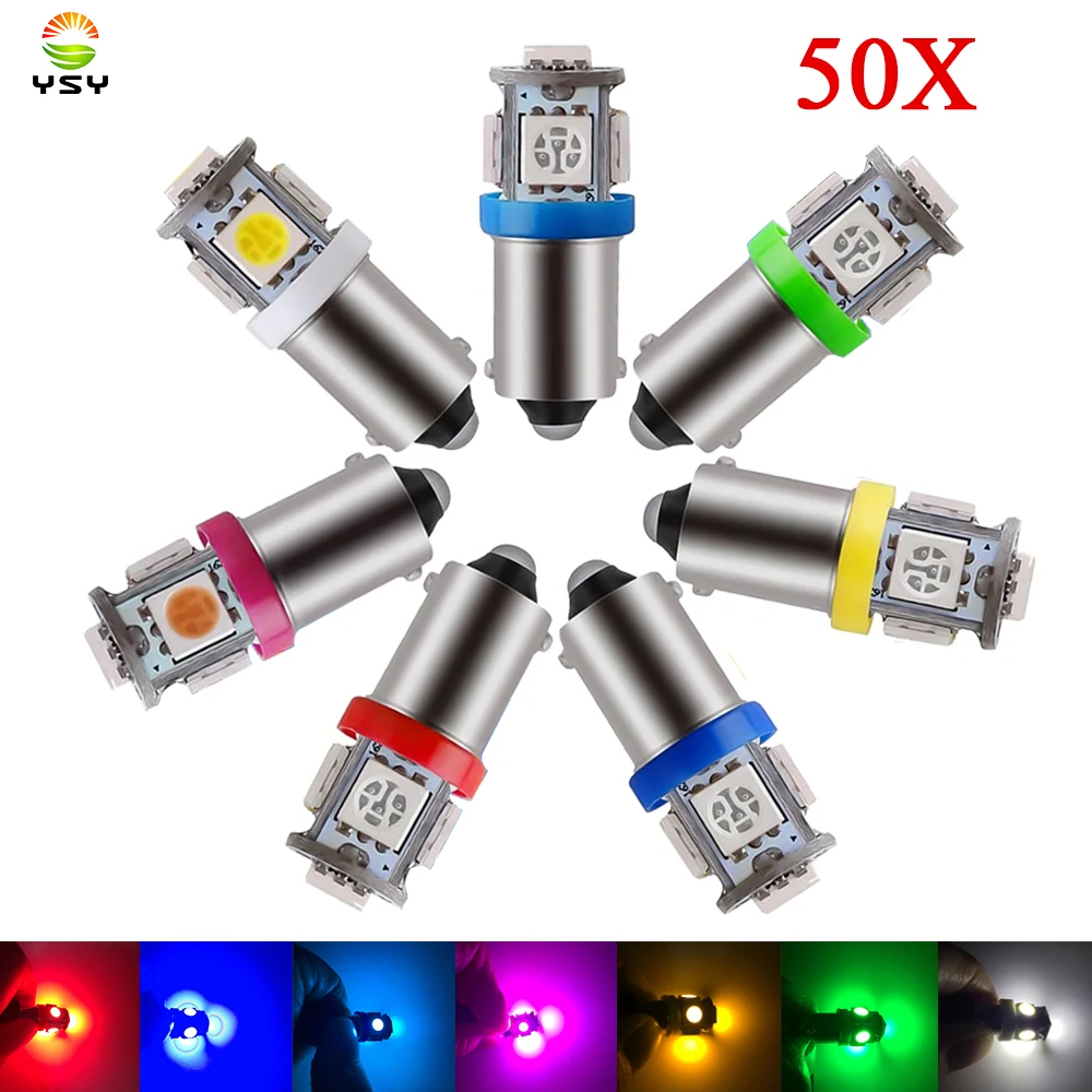 

YSY 50pcs 12V 5Smd 5050 Led T11 Ba9s T4W White Red Green Blue Yellow 182 1445 H6w Car Indicators Bulb Tail Light Wedge Lamp 24V