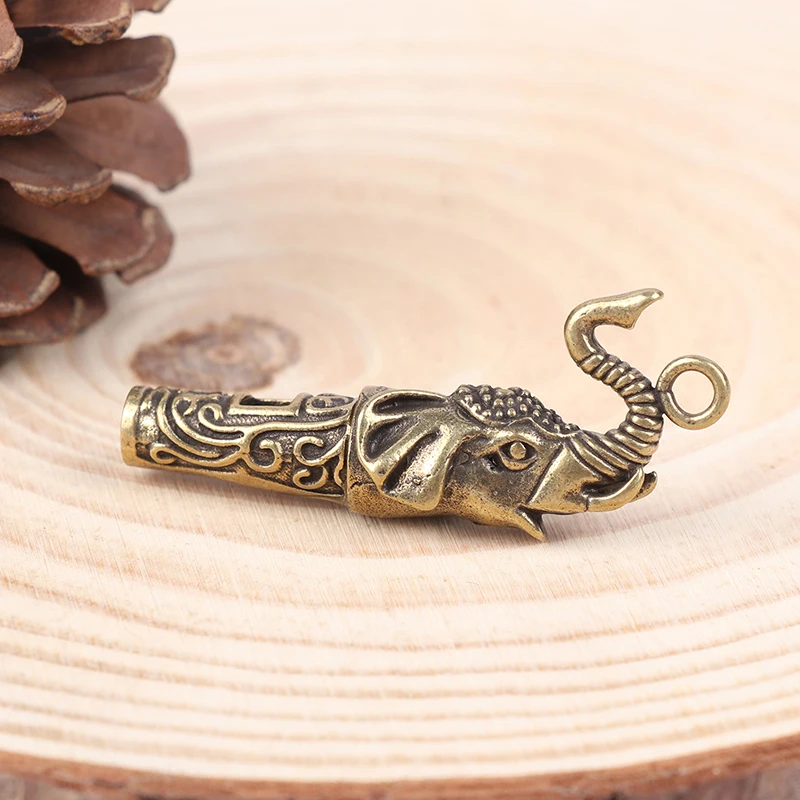 

1Pc Survival Whistle Brass Metal Treble Training Wilderness Survival Pendant Elephant Whistle Antique Keychain Outdoor