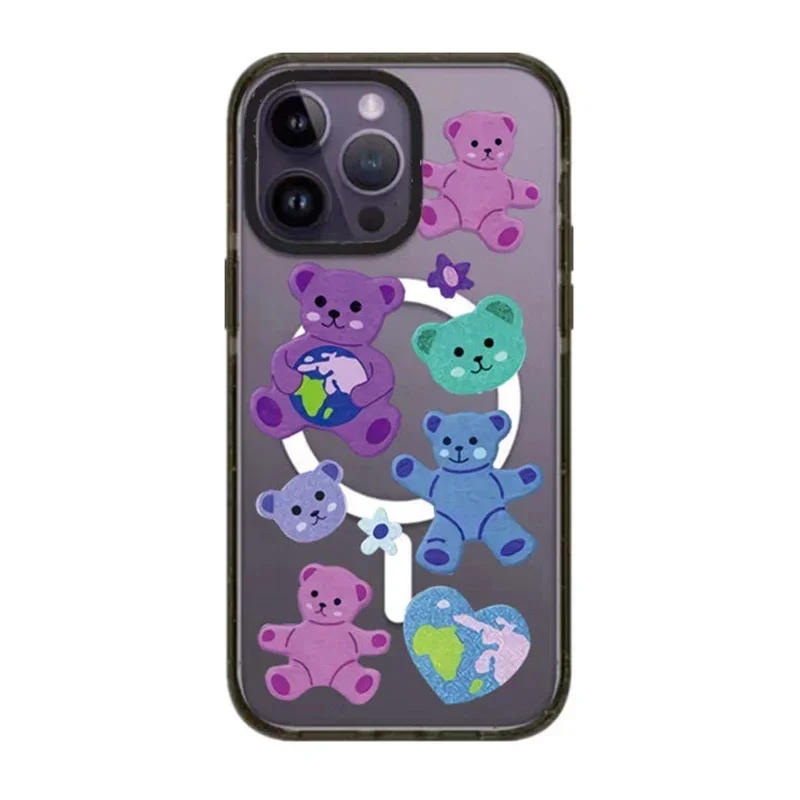 

Magnetic Acrylic Bear Phone Case Cover for iPhone 12 13 14 15 16 Pro Max Case for iPhone 16 ProMax