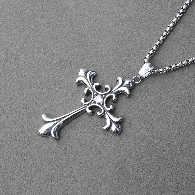 القوطية خمر فضي اللون الصليب قلادة قلادة الرجال والنساء شخصية الهيب هوب الاتجاه عطلة حزب مجوهرات اكسسوارات