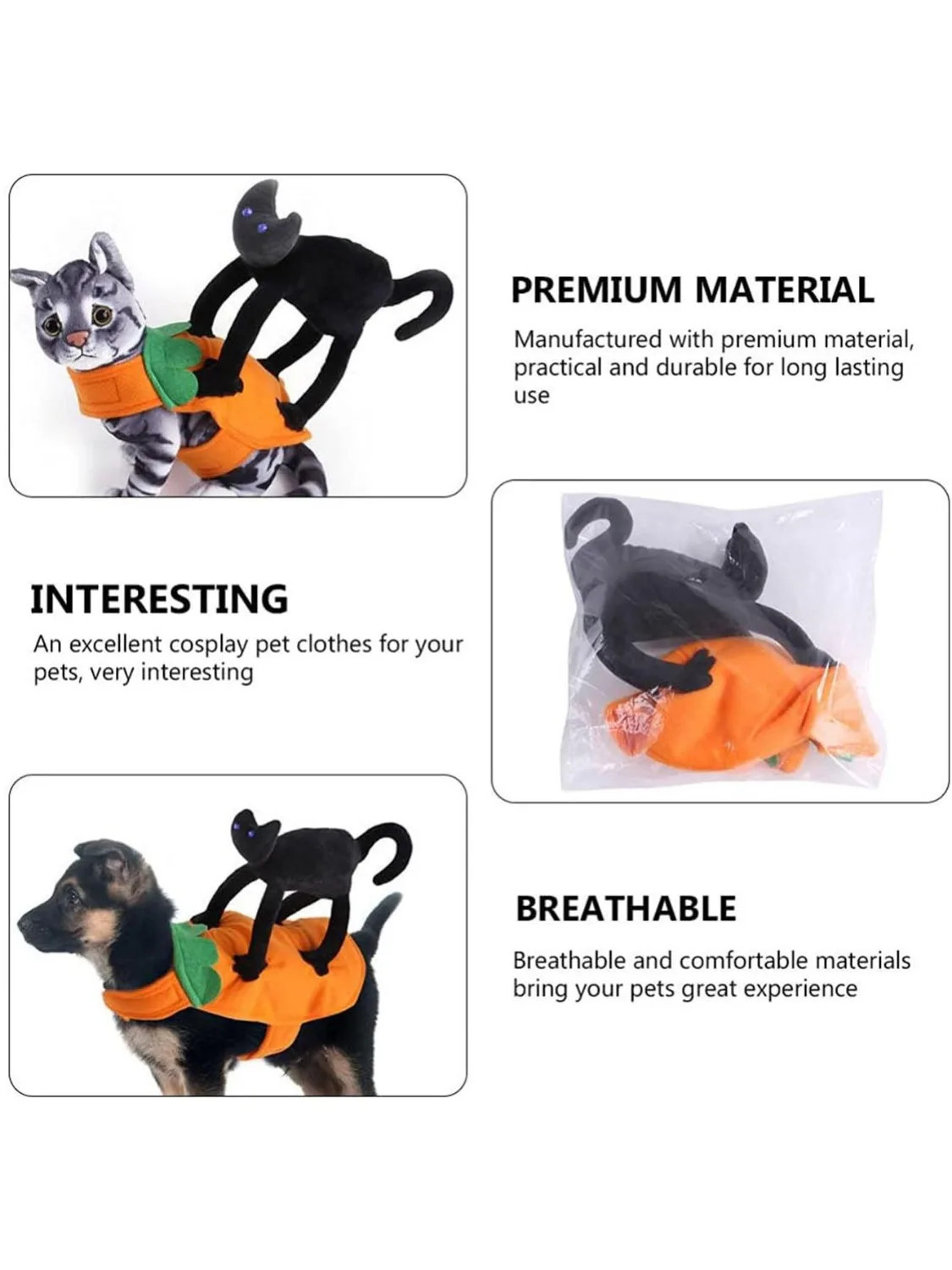 Halloween Pet Costume Pumpkin Black Cat Costumes for Dogs Pets Party Cosplay Clothing Halloween Costume for Small To Large Dogs