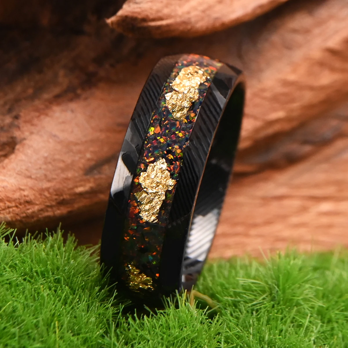 rings man punk jewelry bijoux tendance parejas opal goth ring anillos pareja y2k accessories vintage jewellery couples gifts