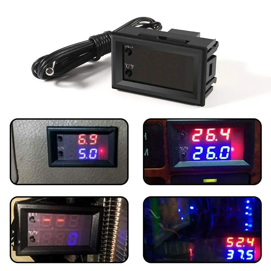 Digital LED DC 12V Electronic Temperature Controller Programmable NTC Waterproof Sensor W2809