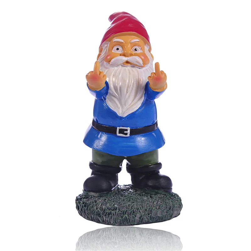 Middle Finger White Beard Dwarf Ornament Gnome Statue Ornament 5.9in Tall Garden Dwarf Statue Ornament Indoor Outdoor Decor