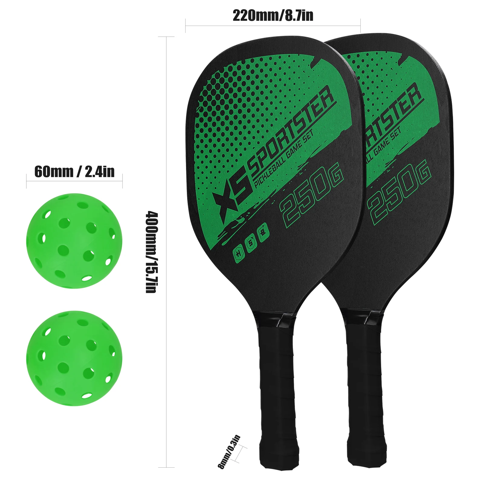 Set di racchette da Pickleball Set di 2 racchette da Pickleball e 4 palline da Pickleballs racchetta da sottaceto con palline accessorio sportivo