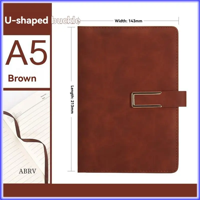 

Highly Recommended-Retro A5 Leatherbound Notebook Soft Leather U-Shaped Magnetic Buckle Business Office Notebook Diary Notebook