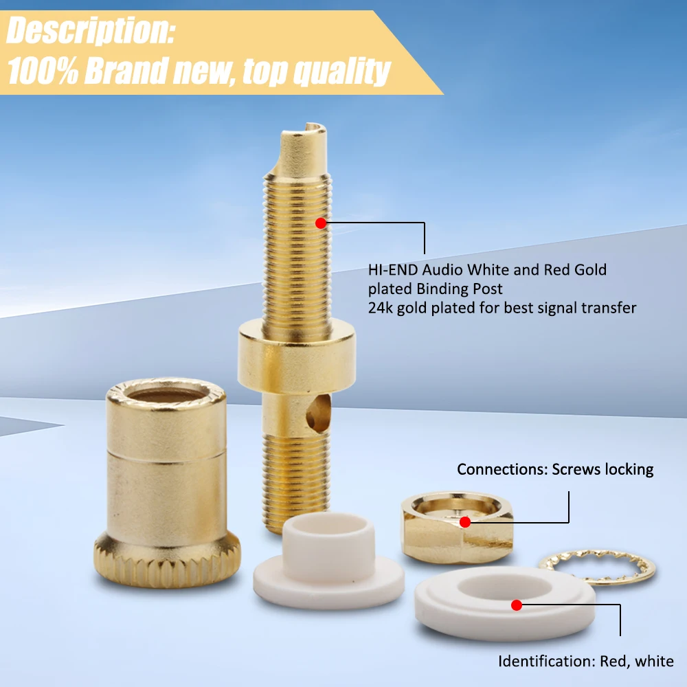 

4 шт BP1114 латунные позолоченные переплетные клеммы, разъем с диаметром отверстия 6 мм для усилителя, длинные/короткие модели