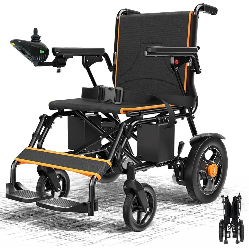 

Lightweight, Foldable, All-Terrain Electric Wheelchair for Adults - 500W Dual Motors, 15+ Miles Range, Supports 300 lbs, Comfort