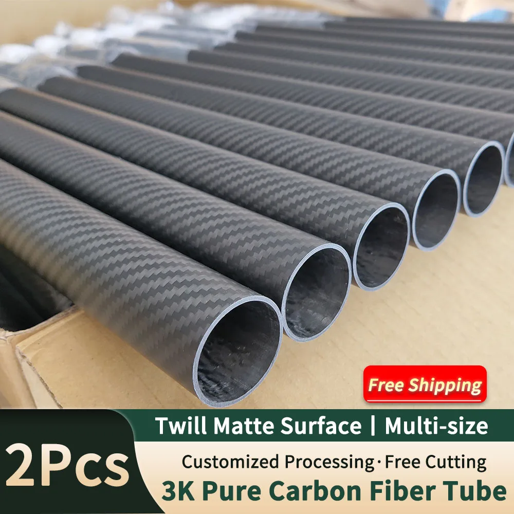 2pcs Length 500mm Carbon Fiber Tube High Composite Hardness Material 3K Twill Matte OD4-30mm Pipes For Plant Protection Aircraft