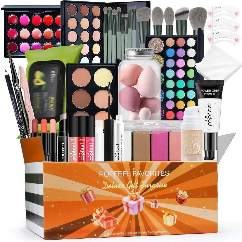 Kit per il trucco Popfeel più venduto Set completo Tutto in uno Ombretto Eyeliner Correttore in polvere Fondotinta Luxe Set Regalo Donna Cosmetico