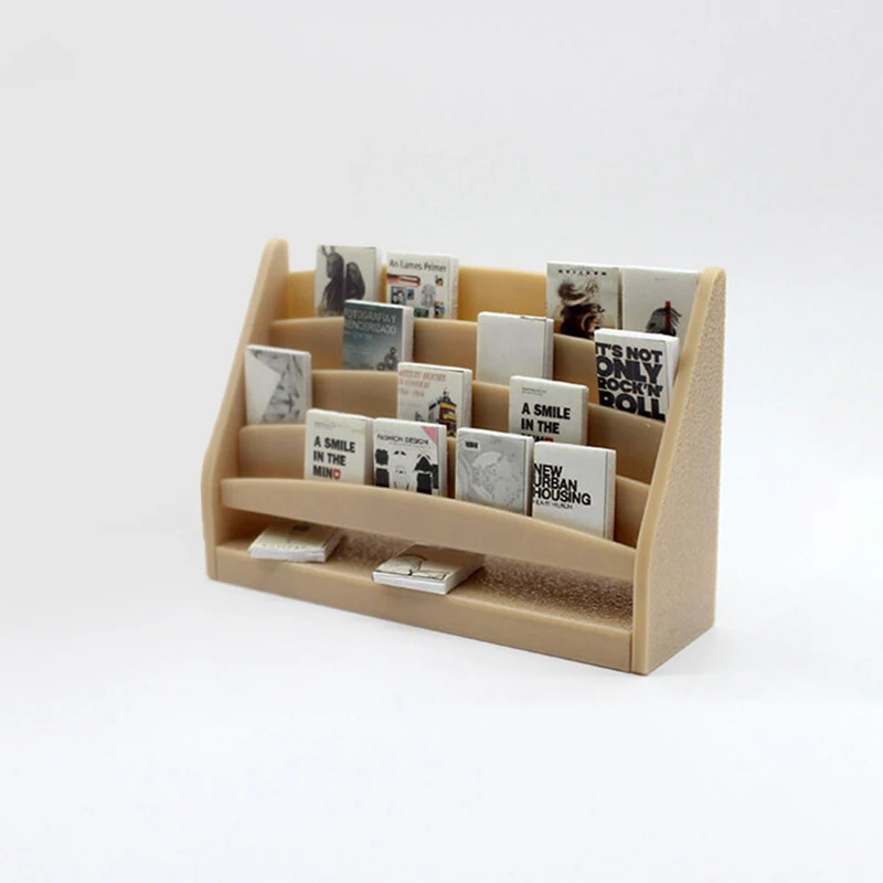 1:12 Dollhouse Mini Book Shelf Books Model Dolls House Display Stand Storage Rack Dollhouse Study Room Furniture Decoration