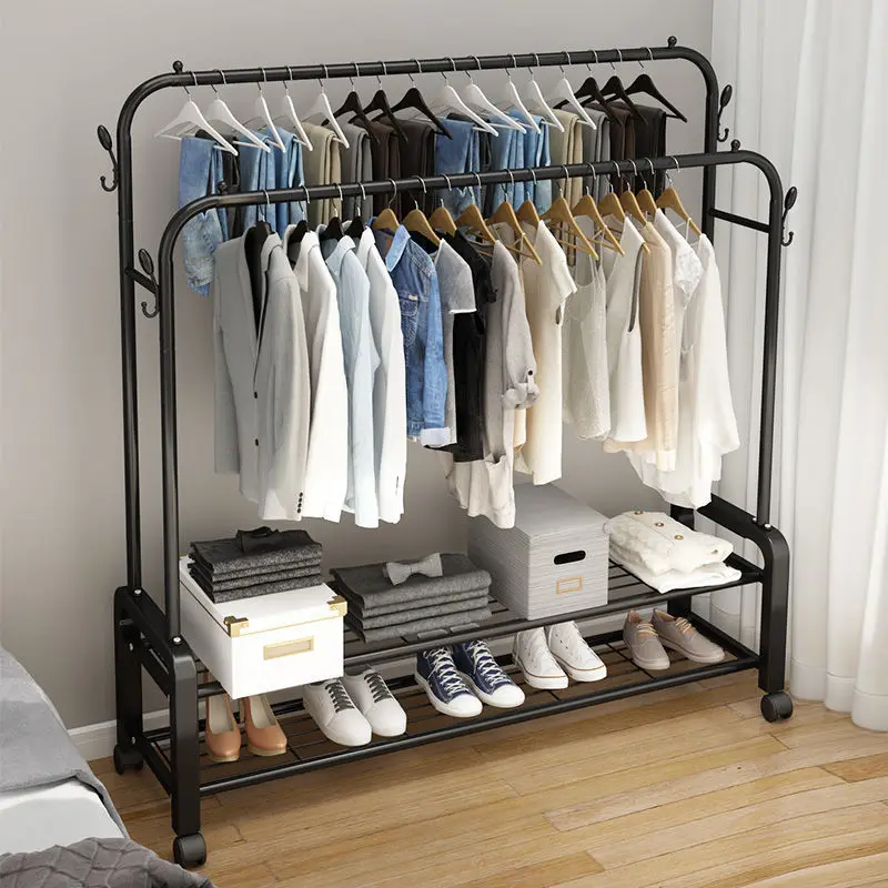 Custom Simple Floor Standing Clothes Drying Rack Bedroom, Thickened Small Balcony Household Clothes Hanging Rack, Sturdy