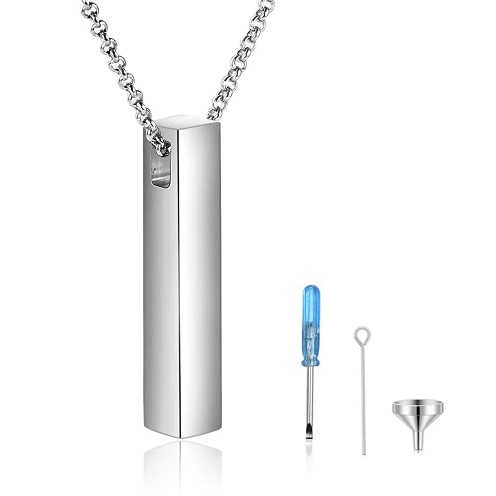 Rectangle Bar Cremation Jewelry for Ashes For Women Men Urn Necklaces For Ashes Pet Ashes Necklace Keepsake Memorial Pendant