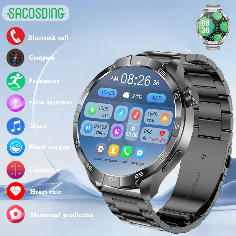 

Smart Watch Bluetooth Call For Men Women Heart Rate Health Compass Waterproof Watches Blood Pressure Sports Fitness FOR HUAWE