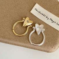 New Creative Stainless Steel Rotating Love YES/NO Letter Ring For Women Girls Fashion Heart Party Daily Charms Jewelry Gifts