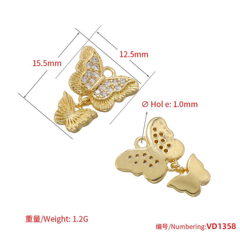 ZHUKOU Heart charms for jewelry making Band-Aid Star charms for jewelry double butterflies jewelry pendant wholesale VD1358