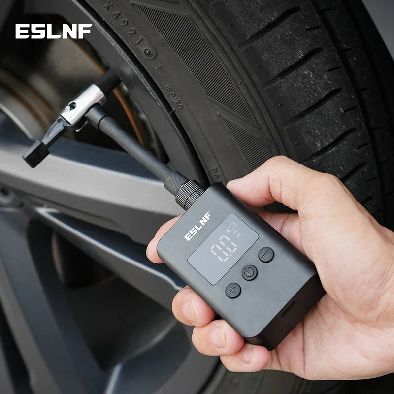 Eslnf display digital recarregável portátil bicicleta mini bomba de ar presta schrader válvula estrada mtb inflator