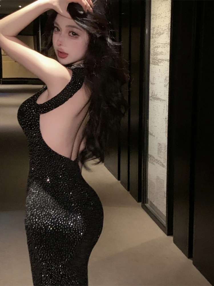 Sexy Backless Floor-Length Party Club Dress Women Summer Sleeveless Off Shoulder Dress Patchwork Zipper Button New Slim Dresses