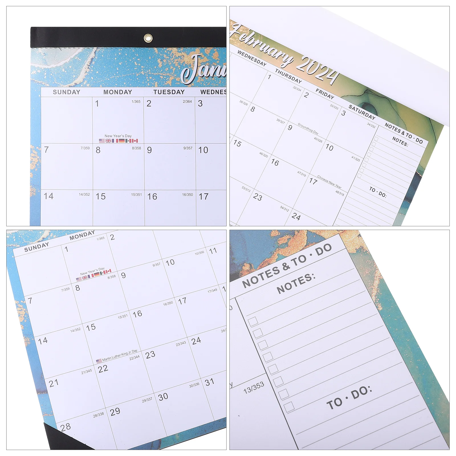 Calendario de cita mensual para colgar en la pared, 18 Uds., 2023-2024, para el hogar, oficina, planificación de vacaciones, calendario de pared familiar resistente, decoración artística