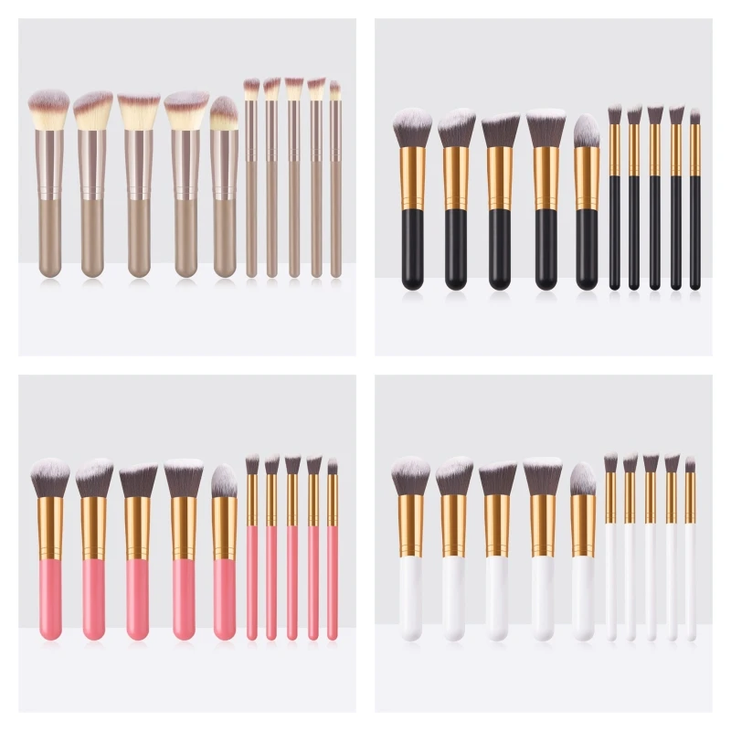 10 pcs/Set Mini soft skin-friendly not shedding is more soild metal ferrule cosmetic brush set with support customize packges