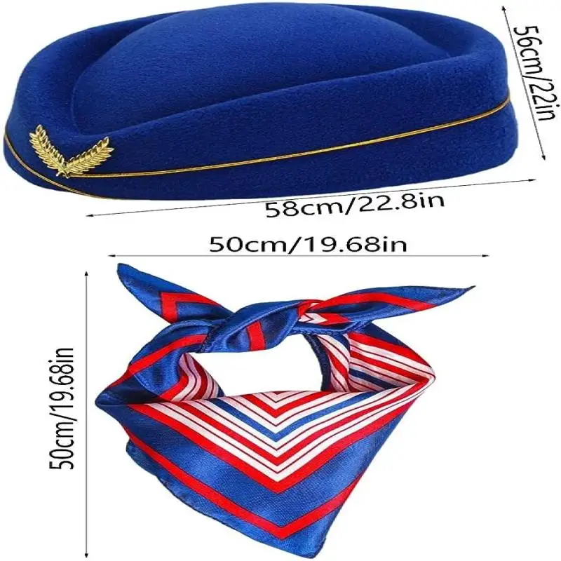 Akcesoria do stroju stewardesy PESENAR, kostium stewardesy, kapelusz stewardesy, okulary przeciwsłoneczne, szalik, rękawiczki
