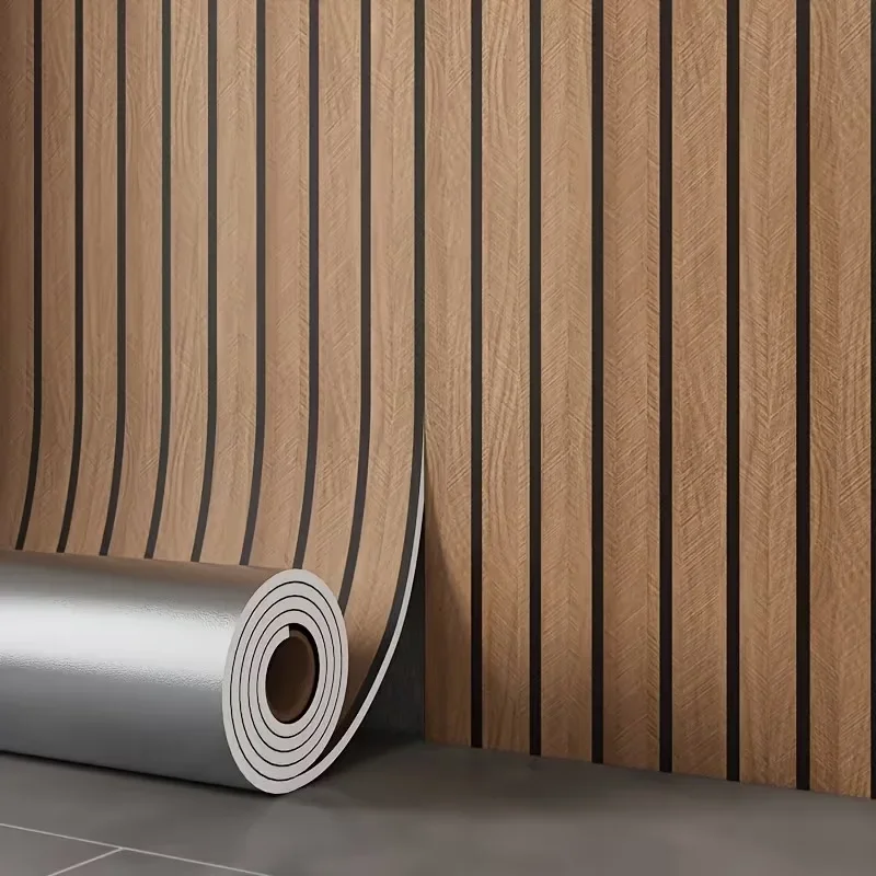 Interior Decor Self-Adhesive Vinyl Wall Sticker Removable Wood Grain Wallpaper Suitable For Wall Decoration And Bathroom Décor.