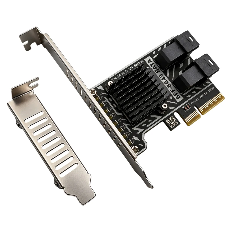 PCIe 3.0 X4 to 2‑Port SFF‑8643 SATA Expansion Card PCI Express to 8 Port SATA3.0 6G Controller Adapter Card for HDD SSD NAS Esxi