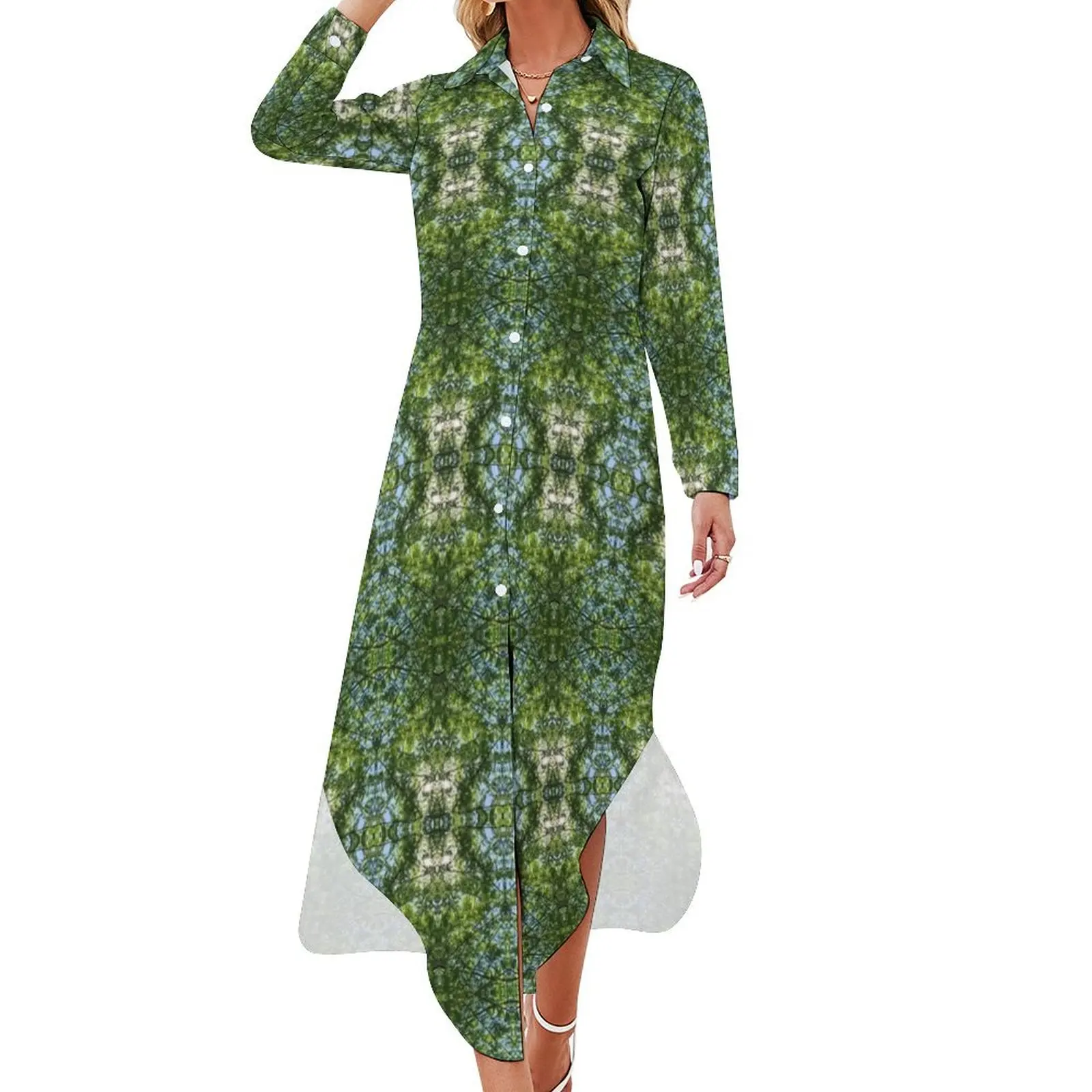 

Cypress Tree Sunny Day Long Sleeved Shirt Dress ceremony dresses women's fashion dresses women party dresses womans clothing