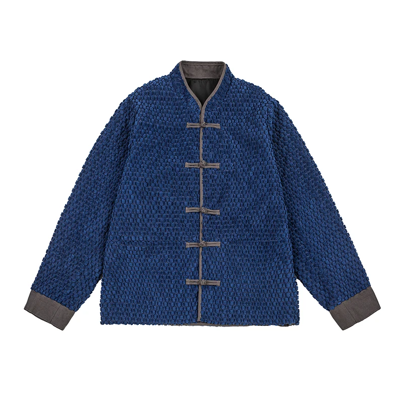 

Autumn Winter Plu Thi Stand Collar Tang Costume Hanfu New Chinese Sle Men's Women's Jaet Windproof Stand Collar Coat