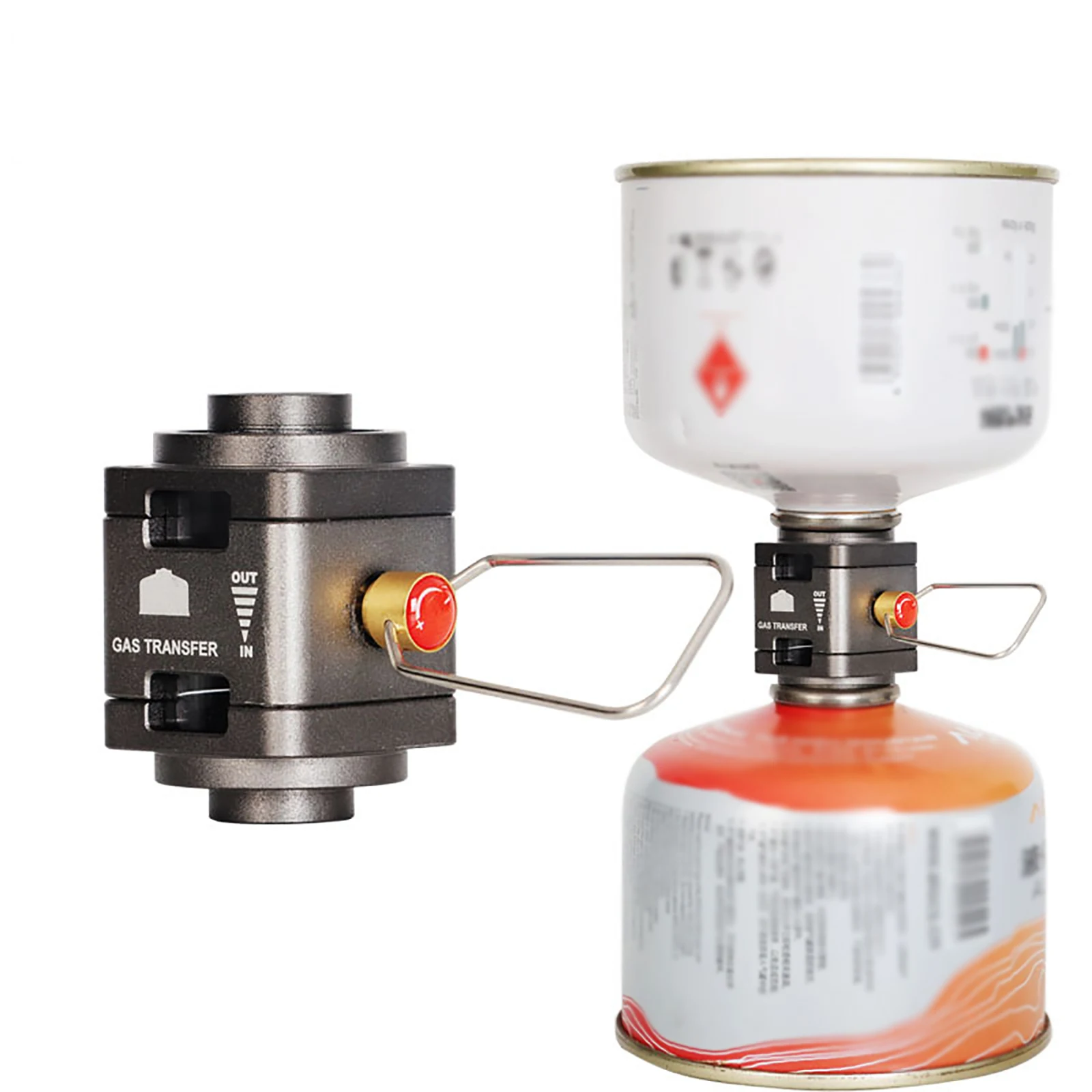 Camping Gas Tank Valve Adapter with Visual Window and Residual Gas Collection Valve for Stable Airflow and Safe Gas Transfer