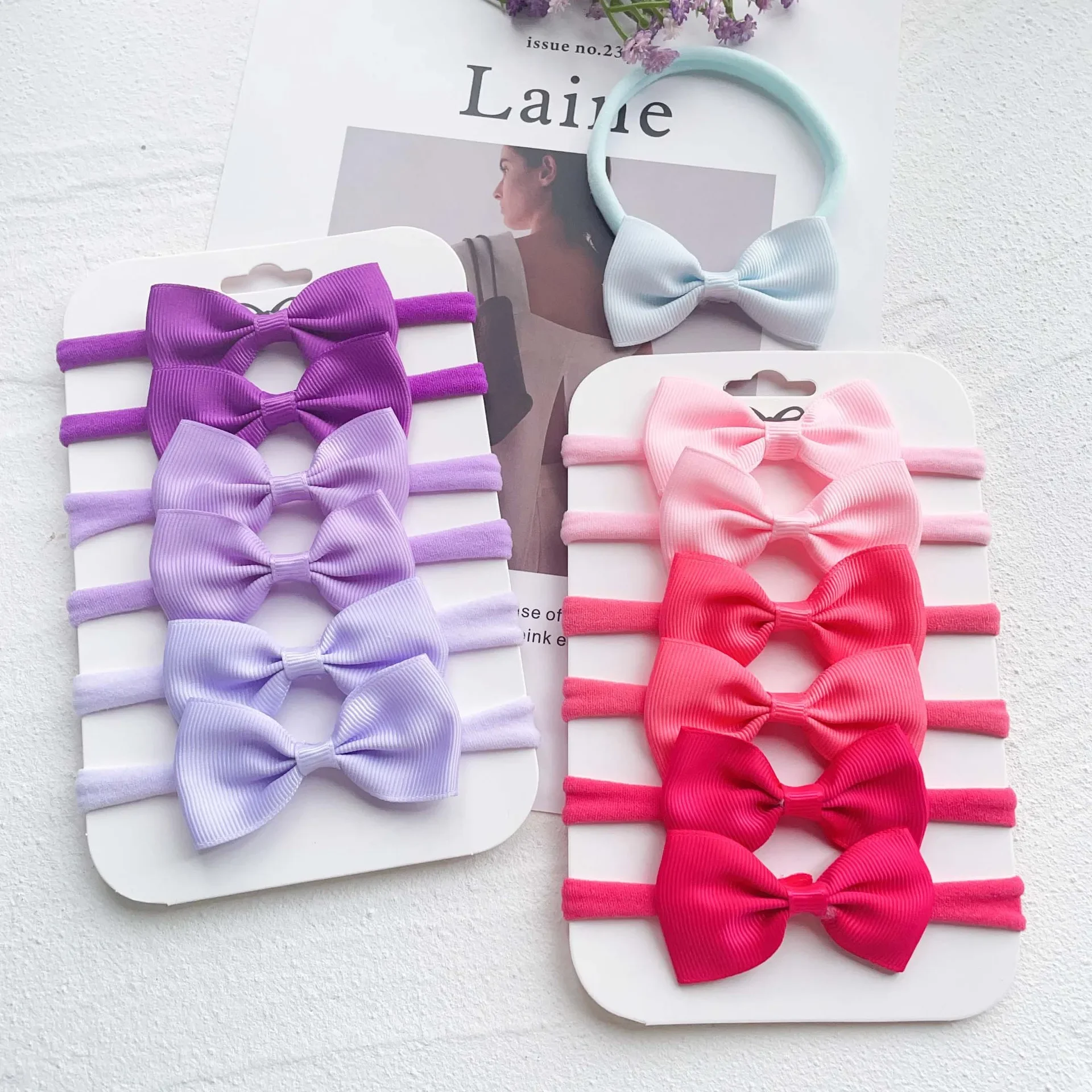 

6Pcs Solid Color Bow Baby Headband Soft Elastic Hair Bands For Infant Ribbon Bowknot Headbands Baby Girl Hair Accessories