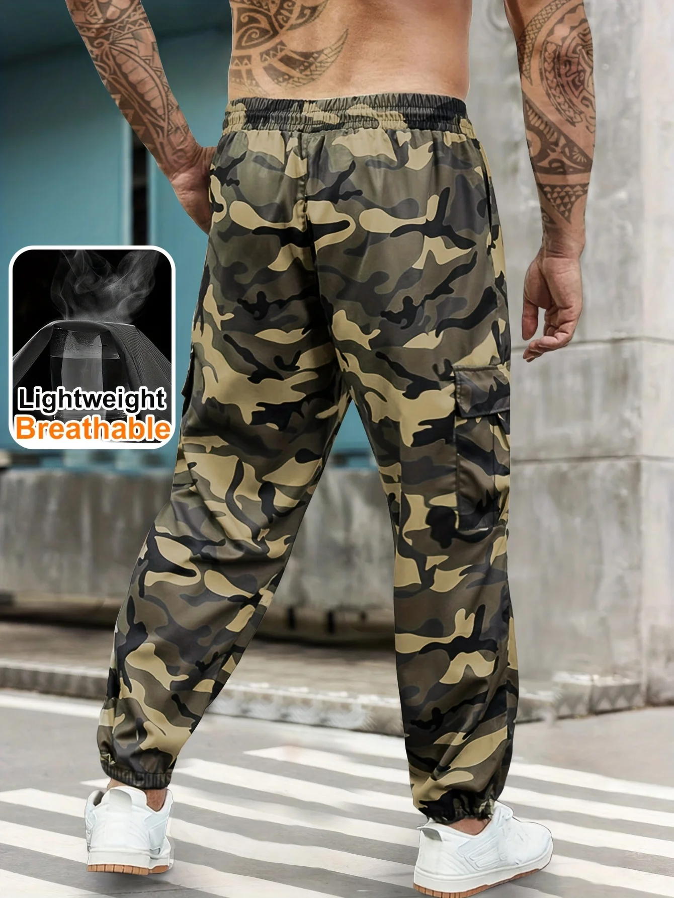 

[Модные камуфляжные брюки-карго] Мужские камуфляжные брюки-карго Мужские модные повседневные брюки стандартного кроя с карманом для активного отдыха