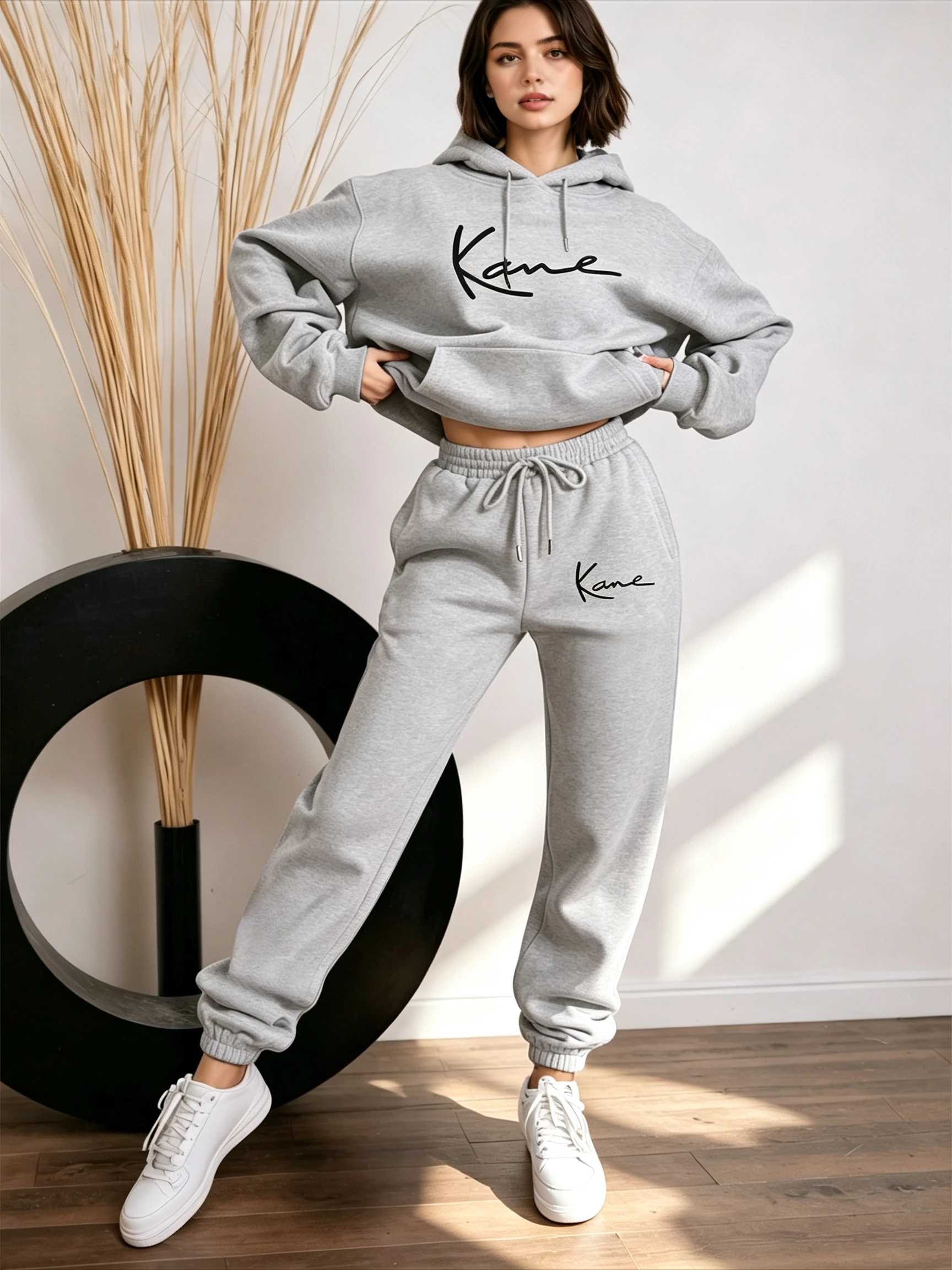 Women 2-PC Outfit Letter Print Hoodie Sweatpants Set Casual Long Sleeve Hooded Tracksuit Loose Sportswear Jogger Suit Streetwear view 5