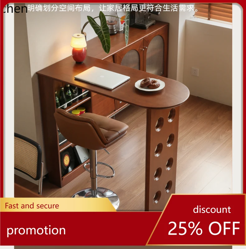 HT طاولة بار من الخشب الصلب مطعم طاولة عالية منزلية صغيرة خزانة تقسيم شقة خزانة قديمة