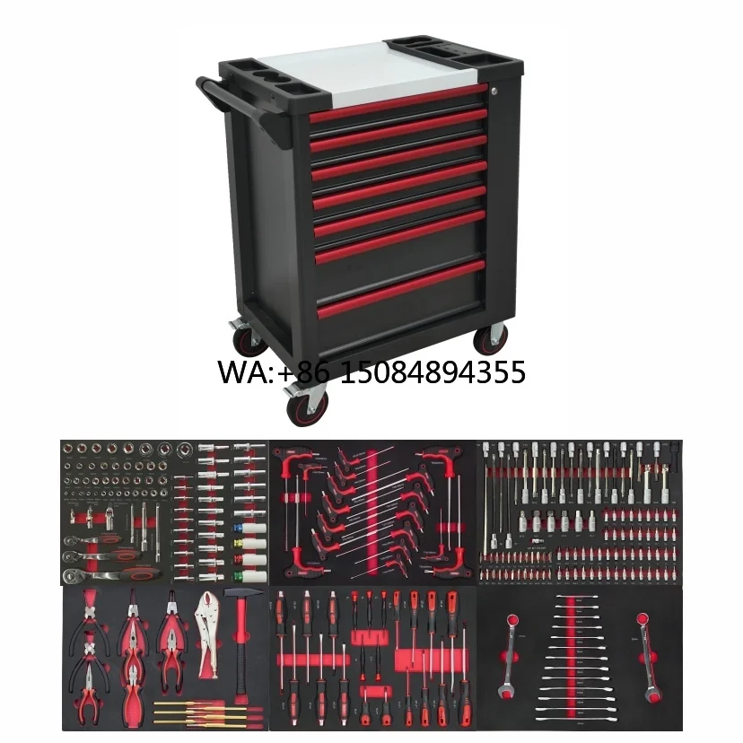 

2025 Modern 7 Drawers SPCC Lockable Cabinet 258pcs Tool Set OEM 200kg Load Capacity