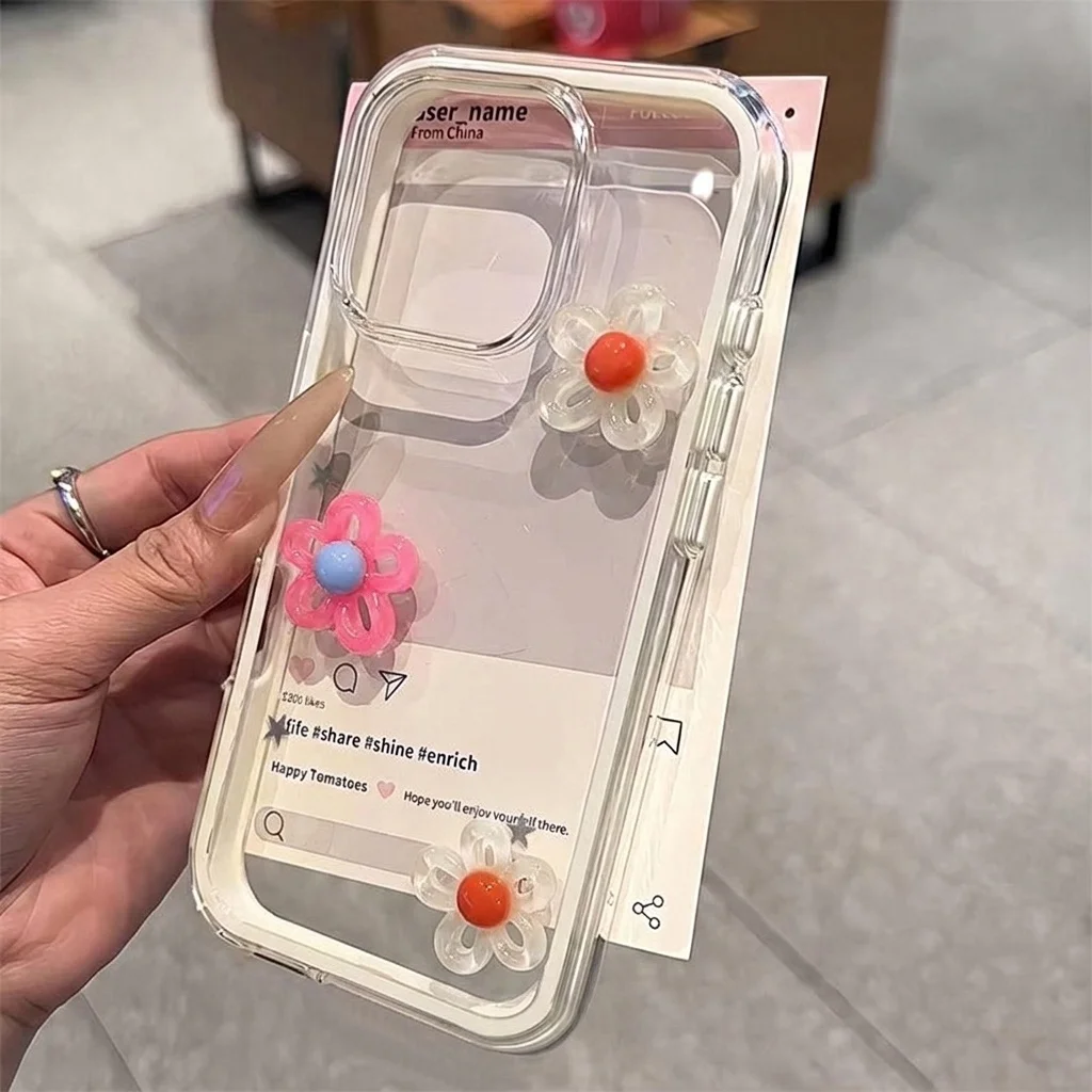 Weiße 2-in-1-Handyhülle mit 3D-DIY-Blumenmuster für Galaxy A57 A55 A37 5G S25 S24 S23 S22 Plus S26 S25 S24 S23 Ultra FE 5G INS Cover – Detail 2