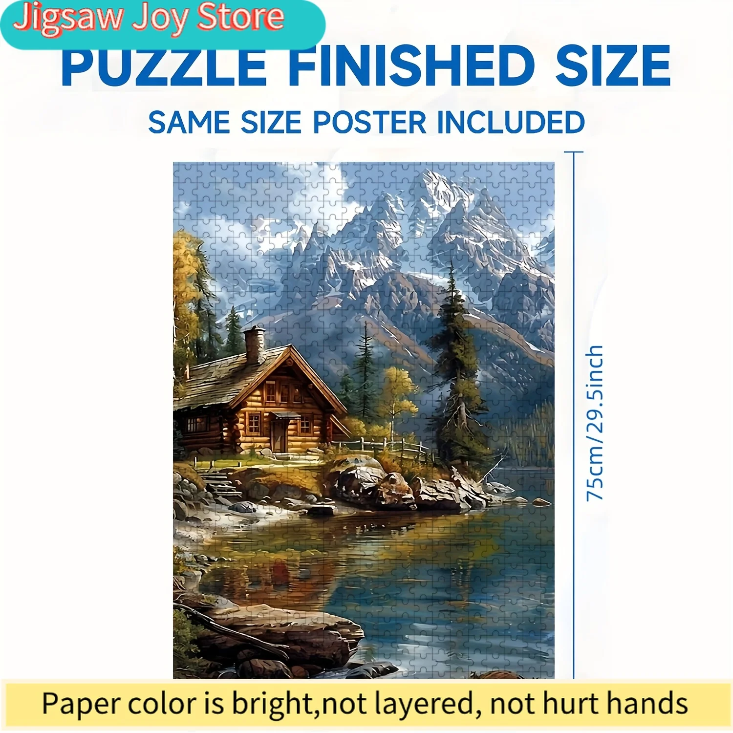 Jigsaw Puzzle - Autumn Cabin Wooden Puzzle with Scratch-Resistant Pieces, Portable Intermediate Challenge for & Families, Enh
