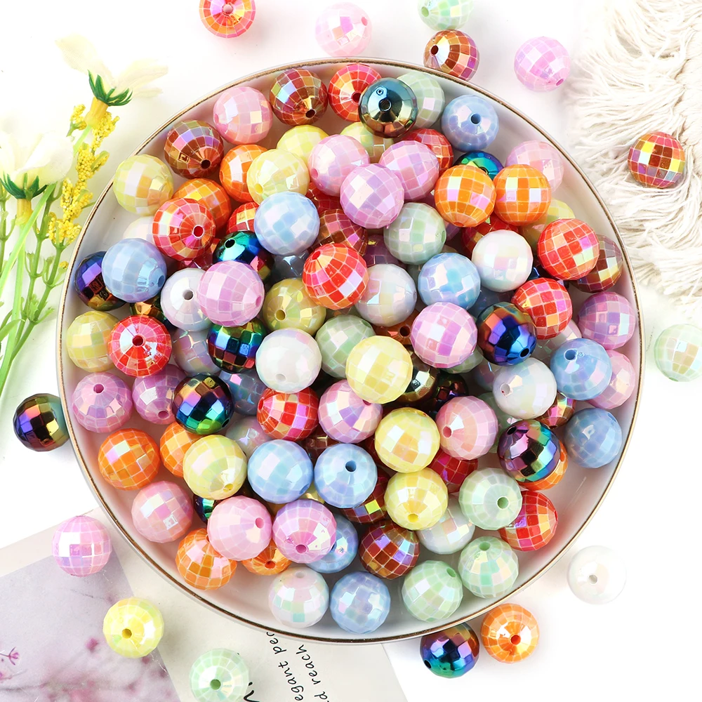 10/20Pcs 16mm Acrylic Solid Color Light Ball Round Beads For Making DIY Jewelry Bracelets Key Chain Pen Accessories